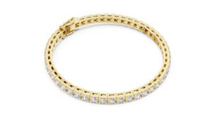 Bracelet tennis en or rose 14 carats plaqué or avec diamants de laboratoire ronds pour femmes, luxe, mariage |   Nouveau diamant cultivé - Product Image 5