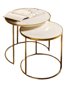 Mesa anidada de Metal superior con acabado de mármol de forma Hexagonal, mesa anidada de café de Metal para interiores utilizada para sala de estar - Product Image 6