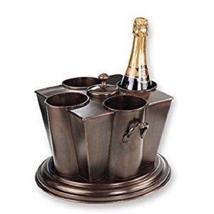 Refroidisseurs de vin aspect vintage antique avec porte-bouteille de vin à 4 compartiments avec poignées latérales pour les fêtes de bar et d'hôtel avec seau à glace - Product Image 2