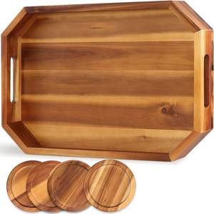 Bandeja de servicio de madera natural de estilo nórdico con mango de diseño increíble Utensilios de cocina y vajilla Comida Nueces Bandeja de servicio Plato - Product Image 1