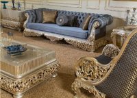 Ensemble de canapés traditionnels en bois de mahogany massif, sculptés à la main, avec revêtement rembourré, design moderne et luxueux, écologique, durable et confortable