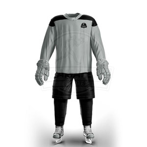 Maillots de hockey sur glace personnalisés OEM en polyester 100% uni, avec logo et nom, en ensemble, pour équipe, séchage rapide, respirants - Product Image 1