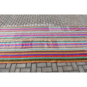 Vintage 4.5x10.5 ft Rug, Kilim Turkish Rug, <b>Red</b> Floral Rug <b>Wool</b> - Product Image 3