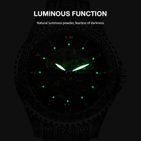 Montre de luxe squelette pour homme T-WINNER en acier inoxydable avec bracelet diamanté, cadran en verre mécanique automatique doré, charme gravé vintage