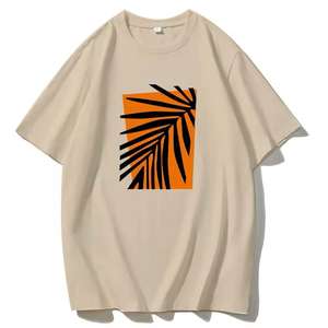 Camisetas de Algodón con Estampado Gráfico de Tallas Grandes para Mujer y Hombre, Impresión Digital Personalizada, Decoración con Botones, Cuello en V, Manga Corta, al por Mayor - Product Image 3