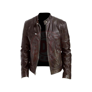 Veste en cuir d'hiver pour homme à col montant respirant avec logo sur le devant, tailles et couleurs personnalisées, vente directe d'usine - Product Image 3