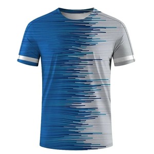 T-shirt d'été décontracté respirant à séchage rapide pour hommes, col imprimé en 3D pour la course en plein air, motif solide - Product Image 5