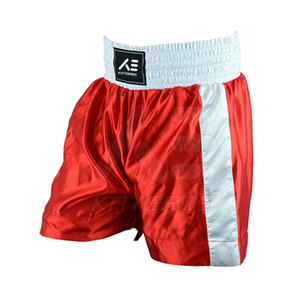 Shorts de boxe pour homme KATBROS, rouge avec bandes latérales blanches, taille élastique, coupe régulière, nylon/polyester, séchage rapide, vêtements d'arts martiaux - Product Image 2