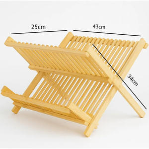 Égouttoir à vaisselle pliable en bambou moderne à 2 niveaux de qualité supérieure avec organisateur de comptoir de cuisine - Product Image 3