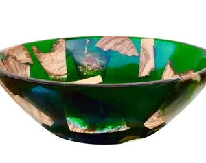 Latest Design Wood and Epoxy Resin Fruit Bowl Creative Salad Bowl Decorative Wood Resin Bowl <b>Dinnerware</b> - Product Image 4
