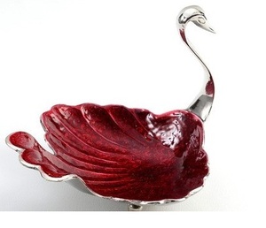 Bol à fruits en métal aluminium avec motif paon, bol décoratif émaillé écologique pour cadeaux d'affaires - Product Image 1
