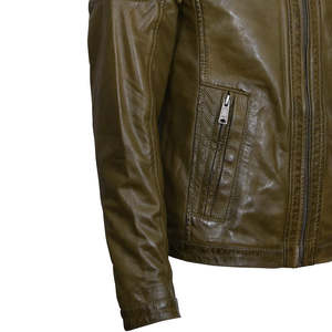 Chaqueta Unisex de Cuero Marrón de Alta Calidad al por Mayor con Cuello Alto, Logotipo Frontal y Cierre de Cremallera Regular - Product Image 5