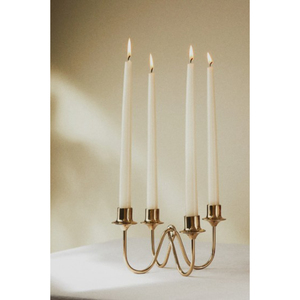 Chandelier à 3 bras en laiton au design élégant, doré, pour bougies coniques, décoration de table, décoration de mariage, support de bougie - Product Image 4