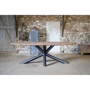 Mesa de Diseño Industrial Europeo de Madera Maciza con Patas Metálicas Cruzadas Modernas - Muebles para el Hogar Ecológicos, Mesa de Comedor de Hierro Antigua - Product Image 1