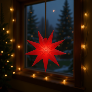 Lumières de Noël en forme d'étoile à 9 branches rouges pour décorations festives - Product Image 3
