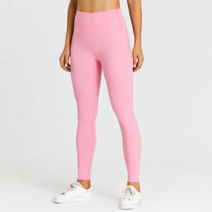 Pantalones de Yoga sólidos sin costuras de cintura alta, mallas de cintura elástica de moda, secado rápido, transpirables, elásticos en cuatro direcciones para mujer - Product Image 4