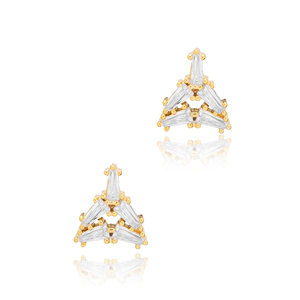 Baguette-pendientes de plata con forma de triángulo y piedra, joyería hecha a mano - Product Image 3