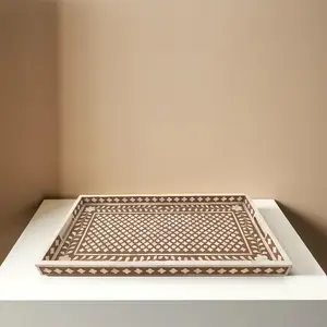 Plateau de service en bois avec incrustations d'os pour table et décoration pour l'Aïd et le Ramadan avec la meilleure qualité - Product Image 3