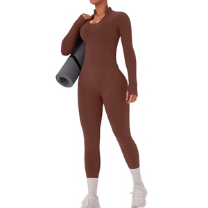 Premium 3 Piece Solid Yoga Set Women Spandex/Nylon Material Breathable Four-Way Stretch Quick-Dry Seamless Four-Way Stretch - Product Image 2