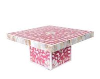 Support à gâteau carré en os incrusté de qualité supérieure, écologique, fait main, avec accent floral, taille personnalisable, lavage à la main uniquement