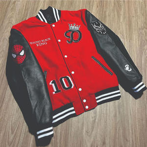 Wholesale Premium Lambskin Leather Stealth Bomber <b>Jackets</b> For <b>Men</b> Varsity <b>Jacket</b> Chenille Embroidery - Product Image 4