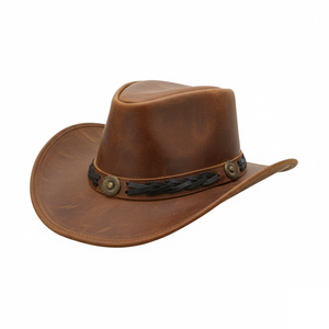 Sombreros Vaqueros Occidentales con Banda Decorativa, Sombreros de Rancho de Cuero Premium, Sombreros Vaqueros Occidentales de Moda Tradicional para Mujer, Marca Privada - Product Image 1