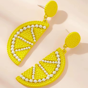 ต่างหูรูปเลมอนสีเหลืองสดใส เครื่องประดับธีมผลไม้ฤดูร้อน เหมาะสำหรับวันหยุดพักผ่อนที่ชายหาดหรือสไตล์ทรอปิคอล - Product Image 1