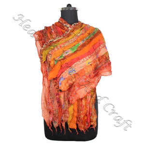 Recycled Silk Sari 15 Strips Designer Handmade <b>Scarves</b> Stole Shawls SC672 Fine Silk Wholesale Recycled Vintage Sari Female <b>Scarf</b> - Product Image 6
