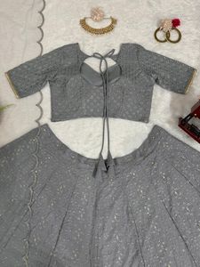 Commandes en gros Collection Lehenga Choli Designer ouverte avec paillettes et filetage et fausse Georgette de haute qualité Lehenga Choli - Product Image 3