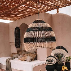 Vietnam Woven <b>Natural</b> Wicker Rattan Lampshade Suspension Rustic Coastal Chinese Pendant <b>Light</b> Bamboo Lamp Cover Hanging Lamp - Product Image 1