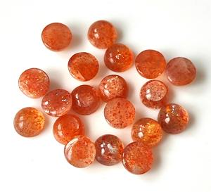 Cabochon de pierre de soleil orange naturelle de qualité supérieure 4mm-8mm pierres précieuses en vrac à dos plat pour la fabrication de bijoux - Product Image 5