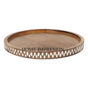 Plato de madera artesanal para servir, madera natural, perfecto para fiestas y necesidades de servicio en el hogar con estilo, de calidad superior - Product Image 2