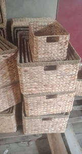 ตะกร้าผักตบชวาสไตล์วินเทจถาดเก็บของแฮนด์เมดแบบชนบท - Product Image 5