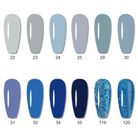 Ensemble de vernis à ongles en gel ICE NOVA de couleur bleue, ensemble de vernis à ongles en gel de qualité supérieure, 12 couleurs avec base et top coat, finition brillante, OEM disponible