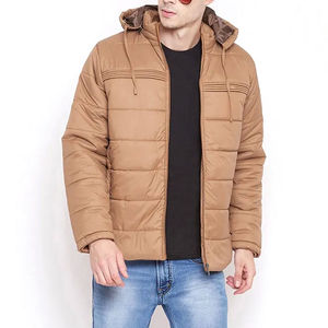 Chaqueta acolchada informal a prueba de viento ecológica de alta calidad para hombre, cuello levantado con cierre de cremallera para invierno, venta al por mayor - Product Image 4