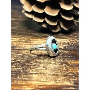 Navajo Handmade Kingman <b>Turquoise</b> Sterling Silver Shadow Box Statement <b>Ring</b> - Product Image 3