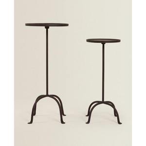 Industrial metal <b>side</b> <b>table</b> with wooden <b>top</b> perfect blend of wood metal texture for stylish interior setup - Product Image 1