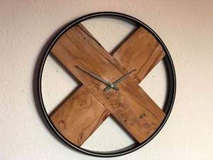 Exportador indio Reloj de pared de cuarzo Madera natural con marco de hierro Reloj de diseño para el estilo artístico de la habitación de la India - Product Image 2