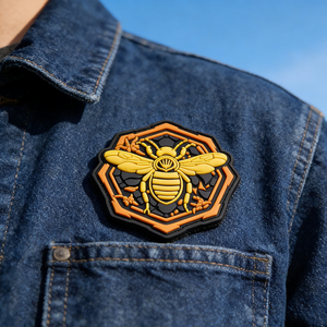 Patch en caoutchouc 3D hexagonal Bee-yond, patch en PVC personnalisé, design inspiré du nid d'abeille, patch en caoutchouc souple et durable pour sacs, chapeaux, vêtements - Product Image 6