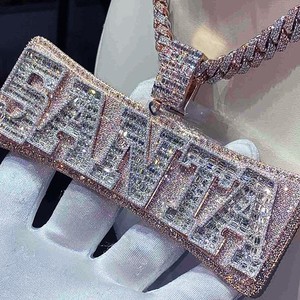 14K chapado en oro rosa 925 Plata Iced Hiphop rapero Real diamante colgante hombres finos colgantes para fiesta IGI diamante colgantes - Product Image 3