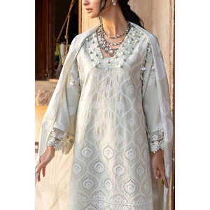 DN-52033 Conjunto de traje de tela de algodón bordado Schiffli de 3 piezas con dupatta de encaje, incluye características de estampado de laca bordado - Product Image 2