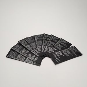 Matériau recyclé Ruban de satin noir Impressions blanches Entretien Lavage Étiquette principale Marque Logo Nom Contenu Composition Vêtements Étiquette - Product Image 6