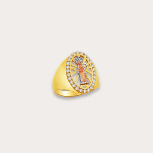 High Quality Religious Design Cubic Zirconia Studded Fashionable Ring Three-Tone for <b>Both</b> Women and Men Non-Tarnish Jewelry - Product Image 4