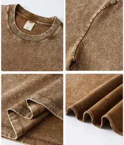 Suelta Casual Vintage ácido lavado moda ropa 280GSM 100% algodón camiseta de gran tamaño camiseta personalizada para hombres DDP envío - Product Image 3
