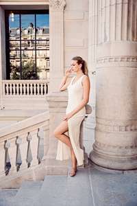 Vestido maxi de tela de algodón cómodo para mujer de primavera occidental de aspecto elegante para regalo y fiesta de cumpleaños con conjunto de artículos - Product Image 2