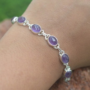 Handmade Classical Tennis <b>Bracelet</b> 925 Sterling Silver Jewelry Women <b>Amethyst</b> Gemstone Trendy Style Gift - Product Image 5