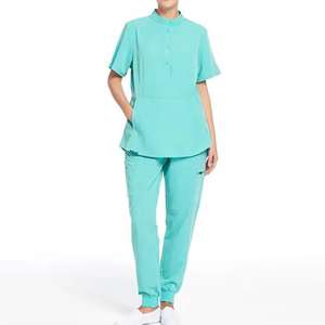 Venta superior Enfermeras Uniformes de hospital Dos piezas Estiramiento Spandex Pantalones Scrubs Traje Enfermería Jogger Mujeres Scrubs Uniformes Conjuntos - Product Image 1