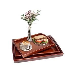 Hôtel Restaurant Vaisselle Nourriture Petit Déjeuner Plats Serveur Plateau Avec Incrustation D'os Conception En Bois Forme Carrée Plateaux De Service - Product Image 5