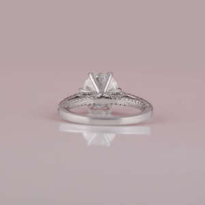 Anillo de Compromiso de Oro Sólido de 14 Quilates con Engaste Pavé, Diamante Cultivado en Laboratorio de Corte Redondo de 2.0 Quilates, Anillo con Diamantes Laterales de Corte Redondo, Regalo de Cumpleaños para Chicas - Product Image 3