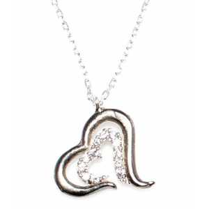 Collier en argent sterling 925 avec zircon blanc et moissanite, or 14 carats et platine, motif géométrique, détail cœur intérieur, sertissage clos - Product Image 4